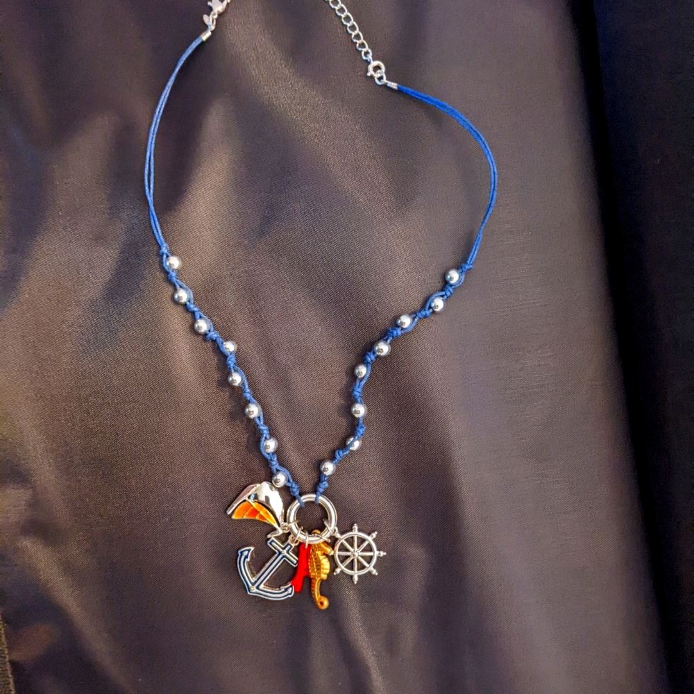 Silver-tone nautical charm necklace
